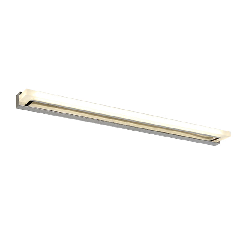 Rectangle LED Vanity Light Postmodern Acrylic Bathroom Sconce Light Fixture in Chrome Clearhalo 'Modern wall lights' 'Modern' 'Vanity Lights' 'Wall Lights' Lighting' 2228258