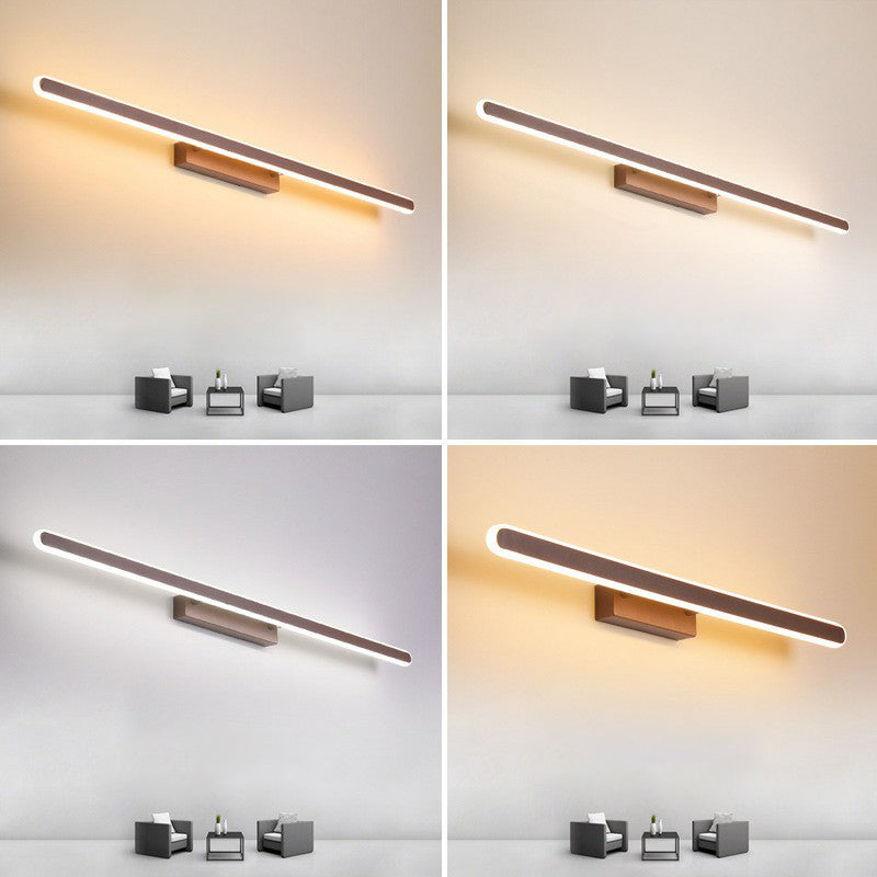 Minimalist Linear LED Vanity Sconce Acrylic Bathroom Wall Light Fixture in Coffee Clearhalo 'Modern wall lights' 'Modern' 'Vanity Lights' 'Wall Lights' Lighting' 2228272