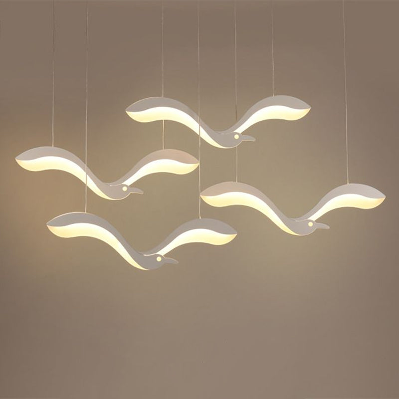 Flying Bird Hanging Lighting Simplicity Acrylic Dining Room LED Multi Light Pendant in White Clearhalo 'Ceiling Lights' 'Modern Pendants' 'Modern' 'Pendant Lights' 'Pendants' Lighting' 2228289