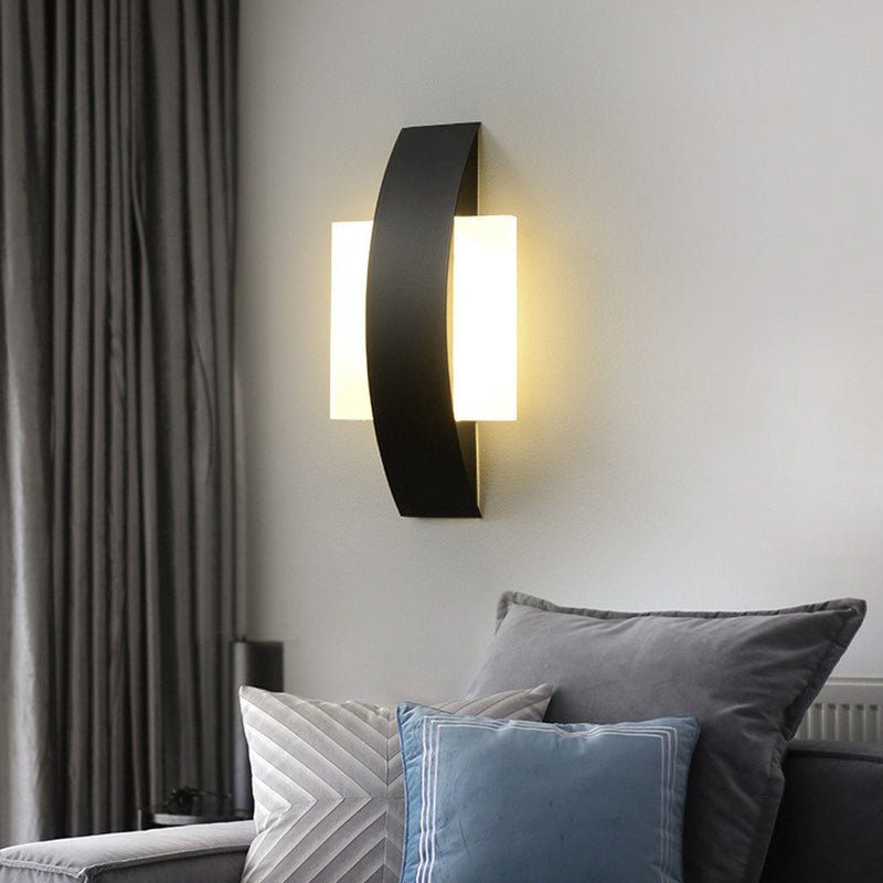 Geometrical Living Room Wall Sconce Light Acrylic Minimalist LED Wall Mount Lighting Black Square Plate Clearhalo 'Modern wall lights' 'Modern' 'Wall Lamps & Sconces' 'Wall Lights' Lighting' 2228343