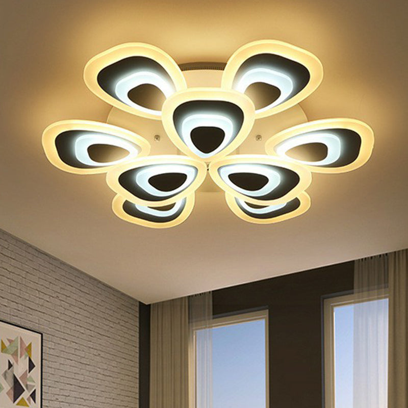 White Peacock LED Semi Flush Light Simplicity Acrylic Ceiling Flush Mount for Living Room Clearhalo 'Ceiling Lights' 'Close To Ceiling Lights' 'Close to ceiling' 'Semi-flushmount' Lighting' 2228422