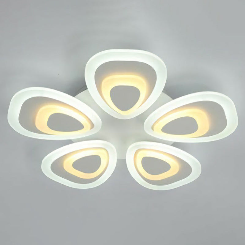 White Peacock LED Semi Flush Light Simplicity Acrylic Ceiling Flush Mount for Living Room 5 White Clearhalo 'Ceiling Lights' 'Close To Ceiling Lights' 'Close to ceiling' 'Semi-flushmount' Lighting' 2228424