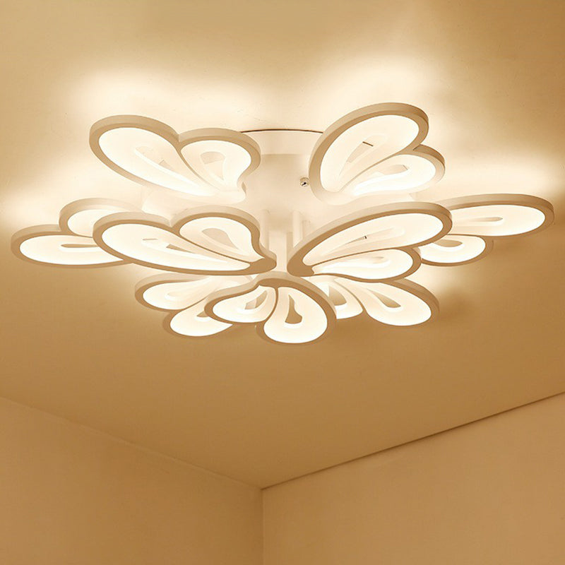 Acrylic Butterfly Flush Mount Light Contemporary White LED Semi Flush Ceiling Light 9 White Clearhalo 'Ceiling Lights' 'Close To Ceiling Lights' 'Close to ceiling' 'Semi-flushmount' Lighting' 2228448