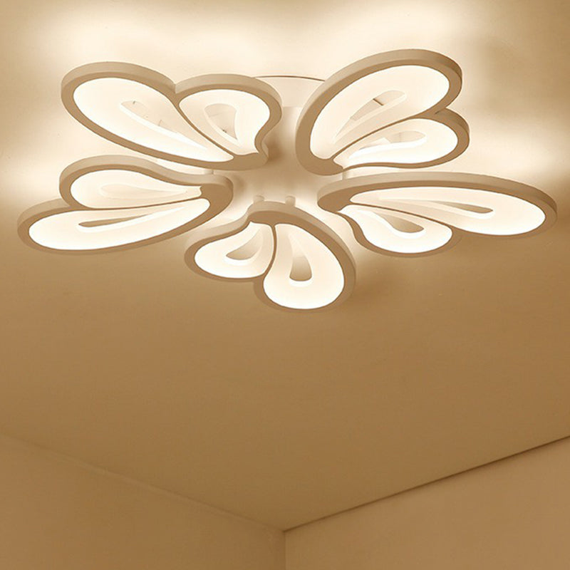 Acrylic Butterfly Flush Mount Light Contemporary White LED Semi Flush Ceiling Light 5 White Clearhalo 'Ceiling Lights' 'Close To Ceiling Lights' 'Close to ceiling' 'Semi-flushmount' Lighting' 2228449