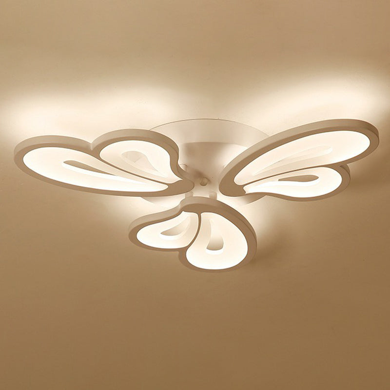 Acrylic Butterfly Flush Mount Light Contemporary White LED Semi Flush Ceiling Light 3 White Clearhalo 'Ceiling Lights' 'Close To Ceiling Lights' 'Close to ceiling' 'Semi-flushmount' Lighting' 2228451