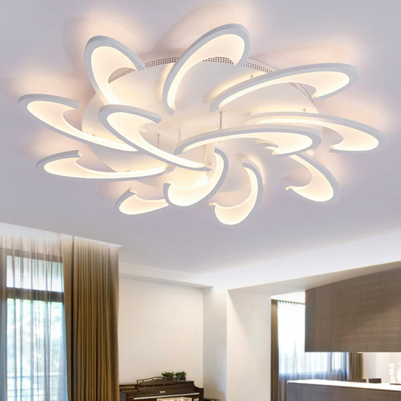 Windmill Acrylic LED Semi Flush Light Simplicity White Ceiling Flush Mount for Living Room 12 White Clearhalo 'Ceiling Lights' 'Close To Ceiling Lights' 'Close to ceiling' 'Semi-flushmount' Lighting' 2228457