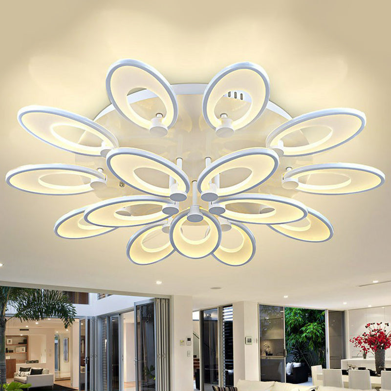 Peacock Living Room LED Semi Flush Lighting Acrylic Modern Ceiling Mounted Light Fixture in White Clearhalo 'Ceiling Lights' 'Close To Ceiling Lights' 'Close to ceiling' 'Semi-flushmount' Lighting' 2228460