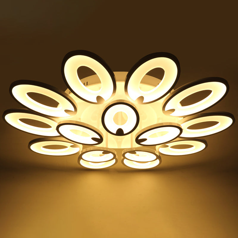 Peacock Living Room LED Semi Flush Lighting Acrylic Modern Ceiling Mounted Light Fixture in White Clearhalo 'Ceiling Lights' 'Close To Ceiling Lights' 'Close to ceiling' 'Semi-flushmount' Lighting' 2228461