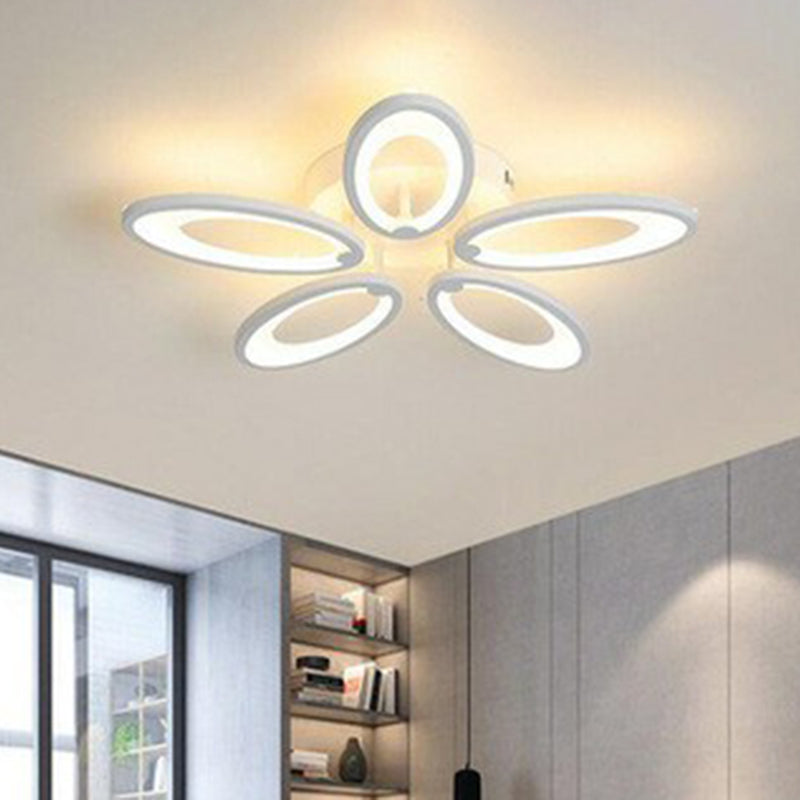 Minimalist Peacock Ceiling Mounted Light Acrylic Living Room LED Semi Flush Mount in White 5 White Clearhalo 'Ceiling Lights' 'Close To Ceiling Lights' 'Close to ceiling' 'Semi-flushmount' Lighting' 2228469