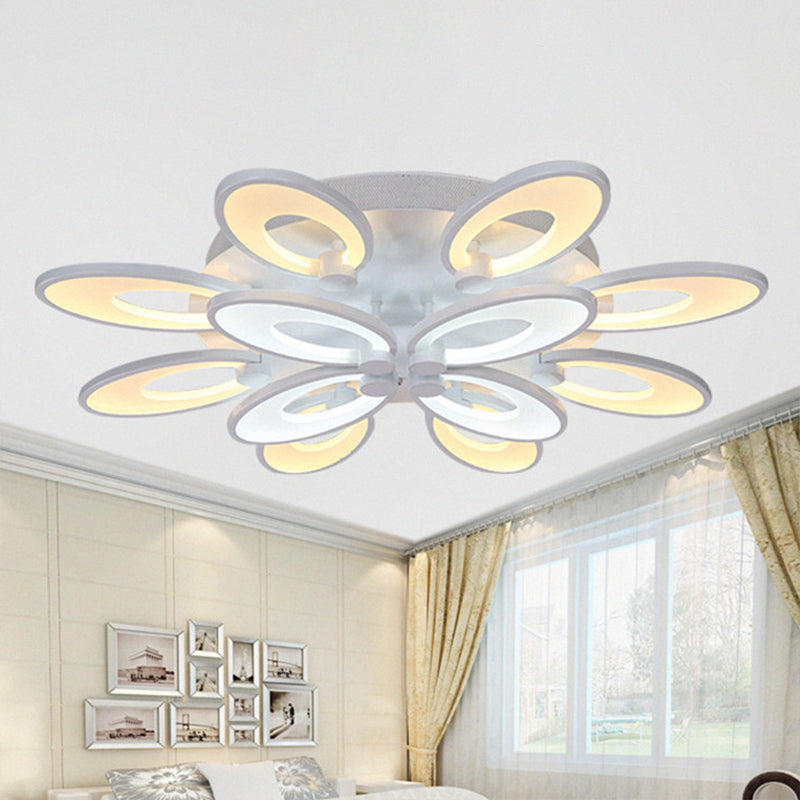 Minimalist Peacock Ceiling Mounted Light Acrylic Living Room LED Semi Flush Mount in White Clearhalo 'Ceiling Lights' 'Close To Ceiling Lights' 'Close to ceiling' 'Semi-flushmount' Lighting' 2228471