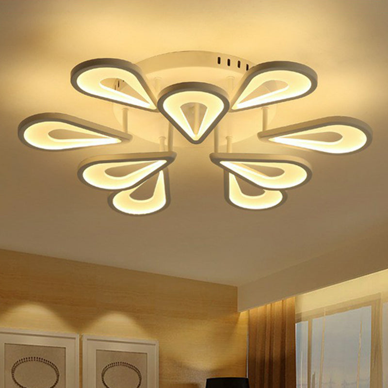 Flower LED Semi Flush Modern Acrylic Living Room Flush Ceiling Light Fixture in White 9 White Clearhalo 'Ceiling Lights' 'Close To Ceiling Lights' 'Close to ceiling' 'Semi-flushmount' Lighting' 2228475