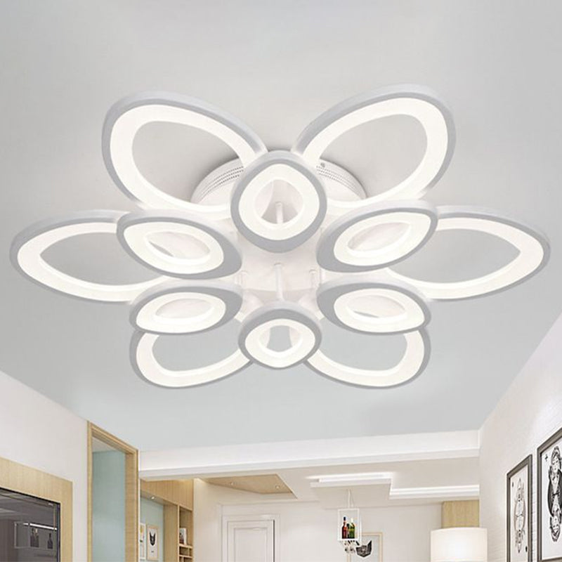 Contemporary Lotus Flush Mount Light Acrylic Living Room LED Semi Flush Ceiling Light in White Clearhalo 'Ceiling Lights' 'Close To Ceiling Lights' 'Close to ceiling' 'Semi-flushmount' Lighting' 2228481