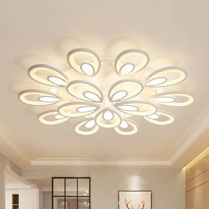 Acrylic Peacock LED Semi Flush Light Simplicity White Ceiling Flush Mount for Living Room Clearhalo 'Ceiling Lights' 'Close To Ceiling Lights' 'Close to ceiling' 'Semi-flushmount' Lighting' 2228484