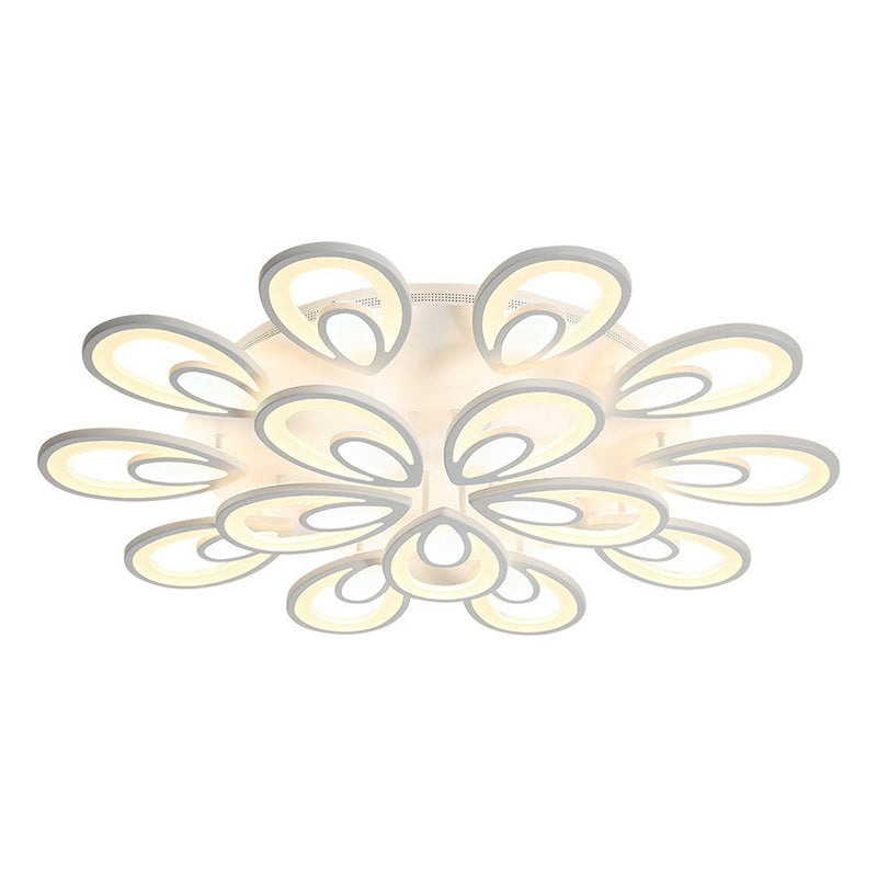 Acrylic Peacock LED Semi Flush Light Simplicity White Ceiling Flush Mount for Living Room Clearhalo 'Ceiling Lights' 'Close To Ceiling Lights' 'Close to ceiling' 'Semi-flushmount' Lighting' 2228487