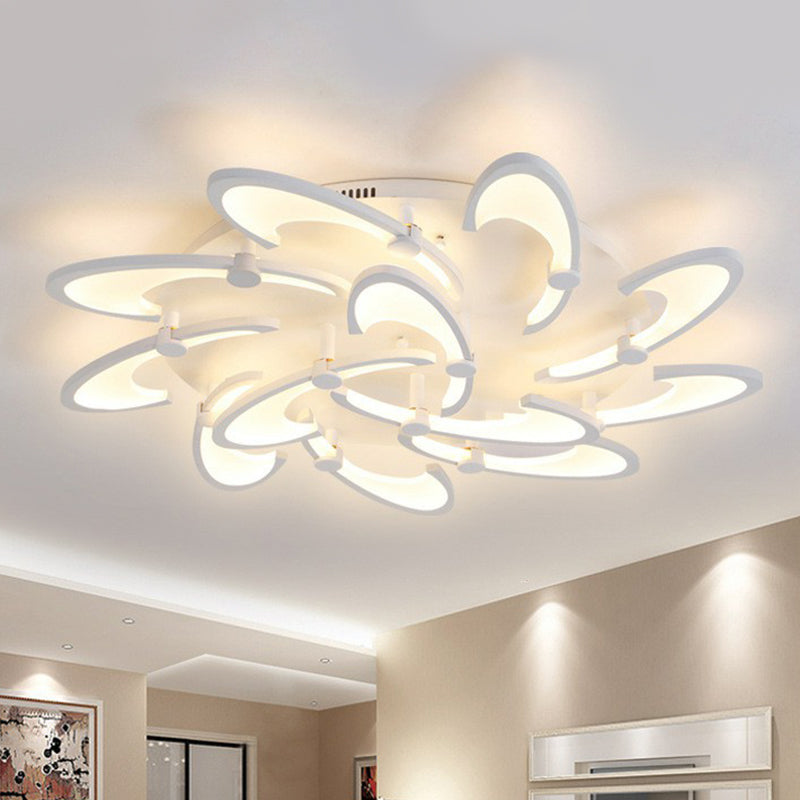 Windmill Acrylic LED Semi Flush Lighting Modern Style White Ceiling Mounted Light Fixture 12 White Clearhalo 'Ceiling Lights' 'Close To Ceiling Lights' 'Close to ceiling' 'Semi-flushmount' Lighting' 2228491