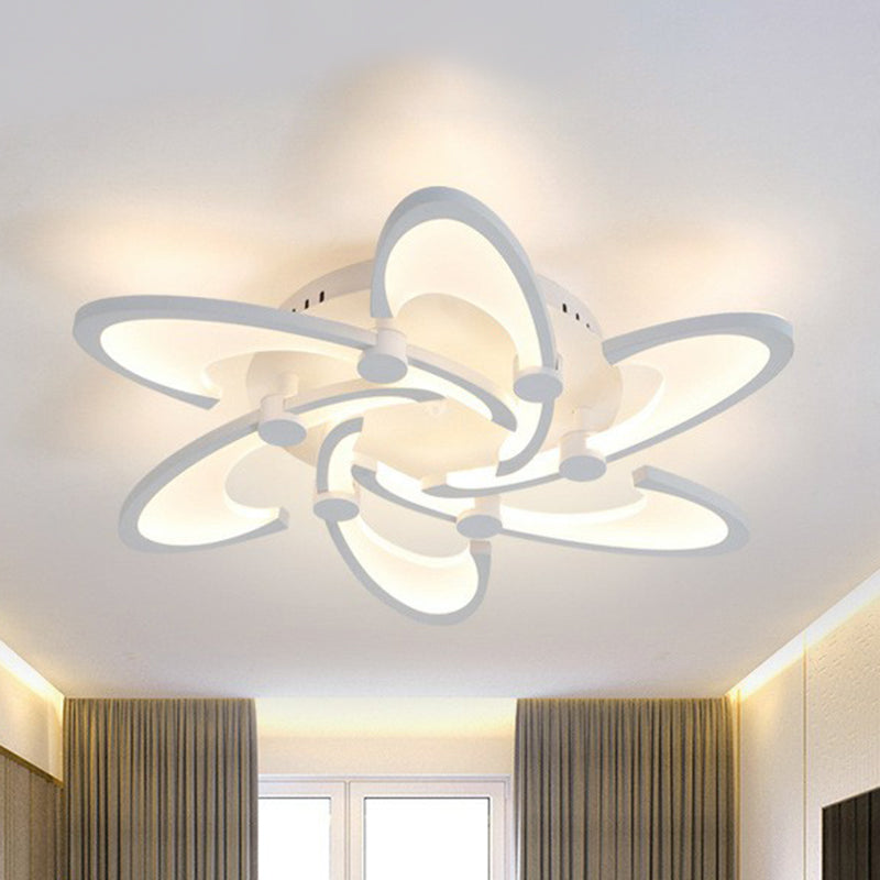 Windmill Acrylic LED Semi Flush Lighting Modern Style White Ceiling Mounted Light Fixture 6 White Clearhalo 'Ceiling Lights' 'Close To Ceiling Lights' 'Close to ceiling' 'Semi-flushmount' Lighting' 2228492