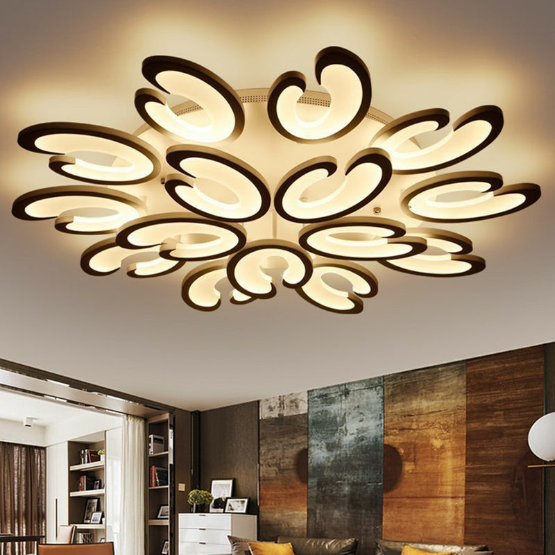 White Wing Ceiling Mounted Light Minimalist Acrylic LED Semi Flush Mount for Living Room 15 White Clearhalo 'Ceiling Lights' 'Close To Ceiling Lights' 'Close to ceiling' 'Semi-flushmount' Lighting' 2228497