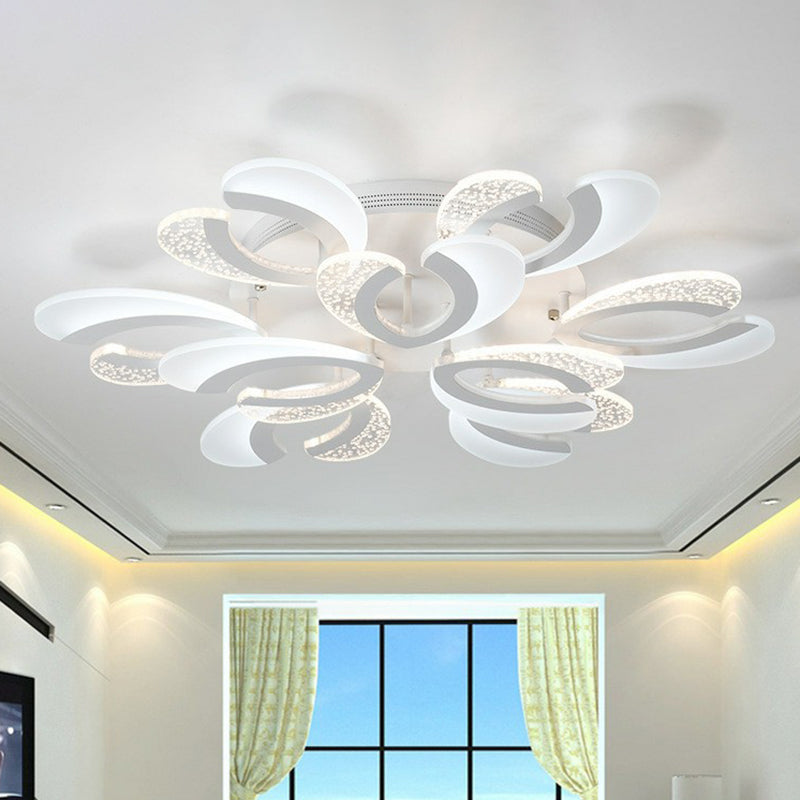 V-Shaped LED Semi Flush Modern Acrylic White Flush Ceiling Light Fixture for Living Room 9 White Clearhalo 'Ceiling Lights' 'Close To Ceiling Lights' 'Close to ceiling' 'Semi-flushmount' Lighting' 2228500