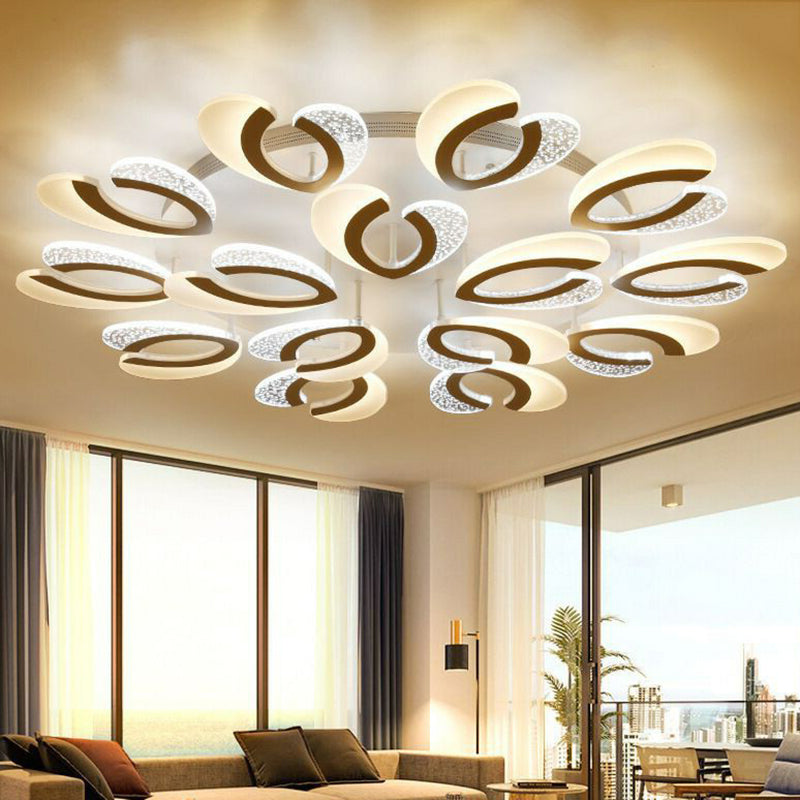 V-Shaped LED Semi Flush Modern Acrylic White Flush Ceiling Light Fixture for Living Room 15 White Clearhalo 'Ceiling Lights' 'Close To Ceiling Lights' 'Close to ceiling' 'Semi-flushmount' Lighting' 2228502