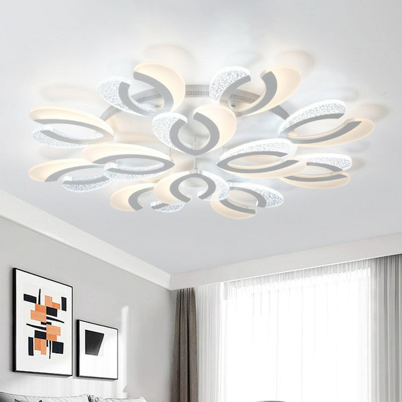 V-Shaped LED Semi Flush Modern Acrylic White Flush Ceiling Light Fixture for Living Room 12 White Clearhalo 'Ceiling Lights' 'Close To Ceiling Lights' 'Close to ceiling' 'Semi-flushmount' Lighting' 2228505