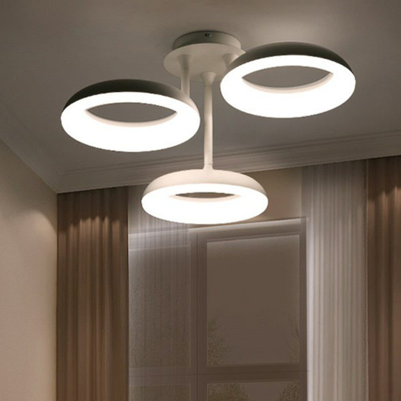 Simplicity Circle LED Semi Flush Light Acrylic Living Room Ceiling Flush Mount in White 3 White Clearhalo 'Ceiling Lights' 'Close To Ceiling Lights' 'Close to ceiling' 'Semi-flushmount' Lighting' 2228516