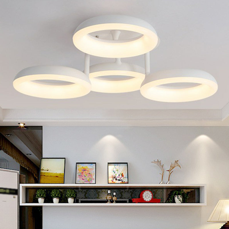 Simplicity Circle LED Semi Flush Light Acrylic Living Room Ceiling Flush Mount in White 4 White Clearhalo 'Ceiling Lights' 'Close To Ceiling Lights' 'Close to ceiling' 'Semi-flushmount' Lighting' 2228517