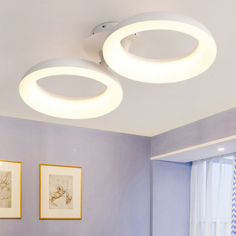 Simplicity Circle LED Semi Flush Light Acrylic Living Room Ceiling Flush Mount in White 2 White Clearhalo 'Ceiling Lights' 'Close To Ceiling Lights' 'Close to ceiling' 'Semi-flushmount' Lighting' 2228518