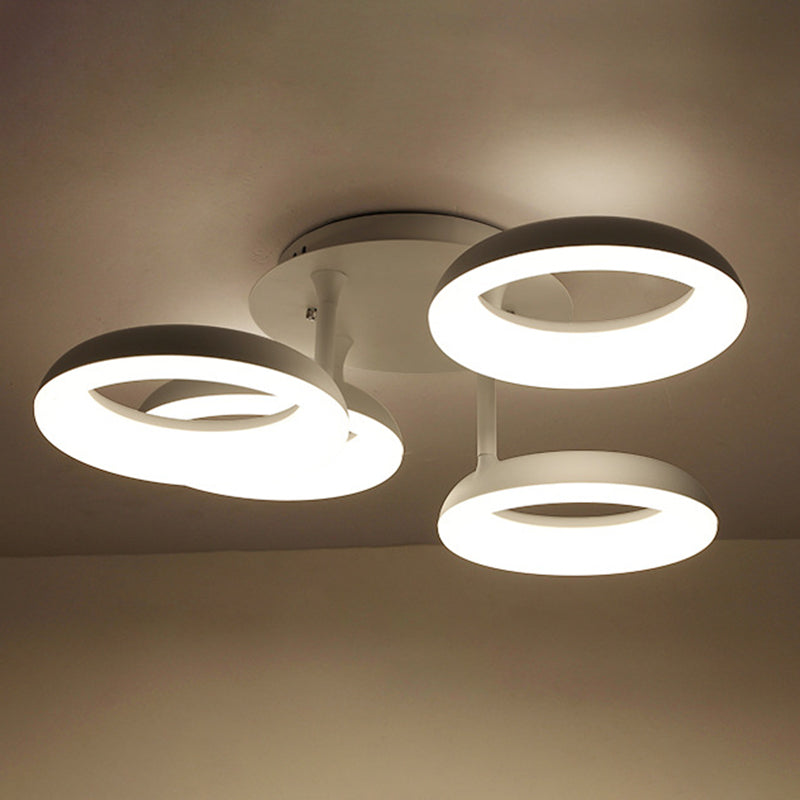 Simplicity Circle LED Semi Flush Light Acrylic Living Room Ceiling Flush Mount in White Clearhalo 'Ceiling Lights' 'Close To Ceiling Lights' 'Close to ceiling' 'Semi-flushmount' Lighting' 2228519