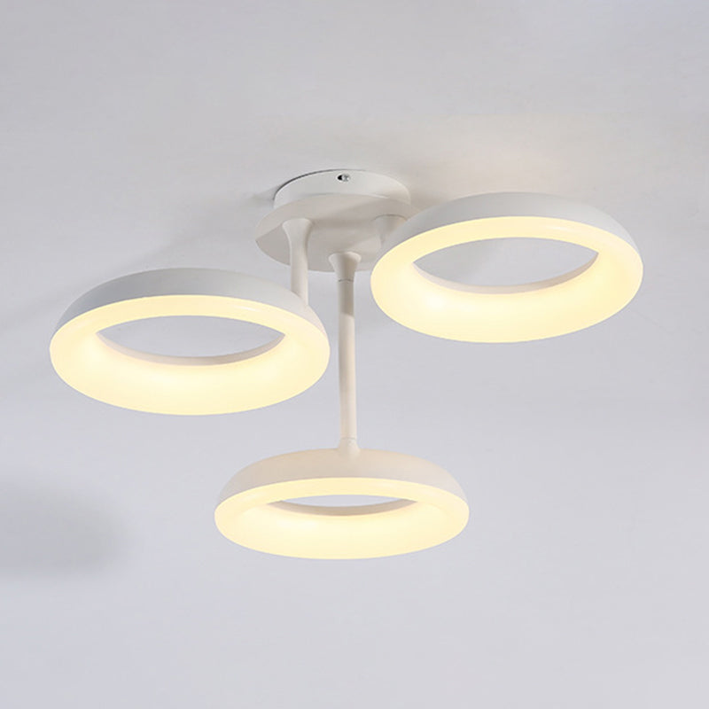 Simplicity Circle LED Semi Flush Light Acrylic Living Room Ceiling Flush Mount in White Clearhalo 'Ceiling Lights' 'Close To Ceiling Lights' 'Close to ceiling' 'Semi-flushmount' Lighting' 2228520