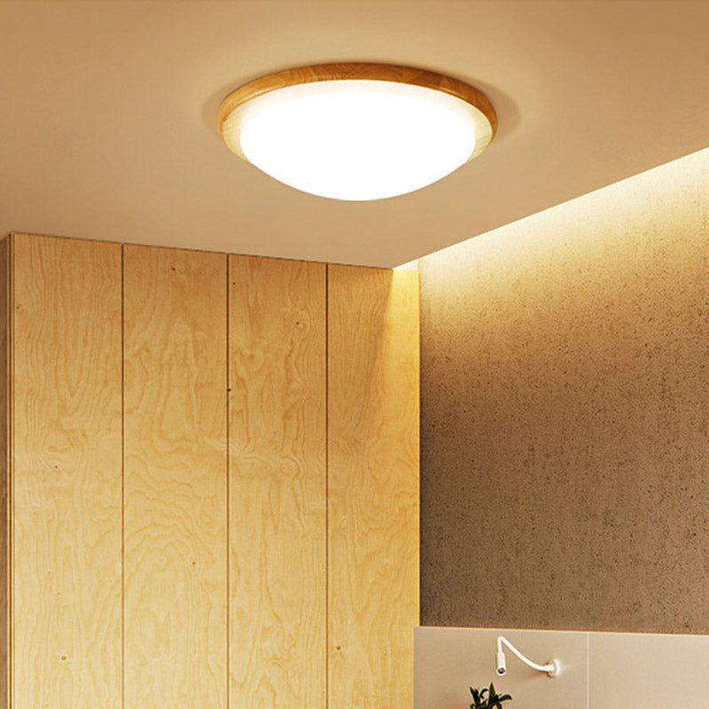 Wood Round Flush Ceiling Light Japanese LED Flush Mount Lighting Fixture with Acrylic Shade Wood Clearhalo 'Ceiling Lights' 'Close To Ceiling Lights' 'Close to ceiling' 'Flush mount' Lighting' 2228767