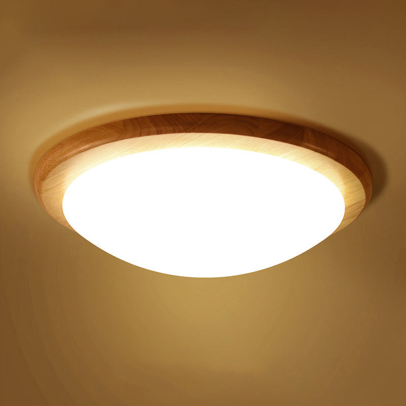 Wood Round Flush Ceiling Light Japanese LED Flush Mount Lighting Fixture with Acrylic Shade Clearhalo 'Ceiling Lights' 'Close To Ceiling Lights' 'Close to ceiling' 'Flush mount' Lighting' 2228770