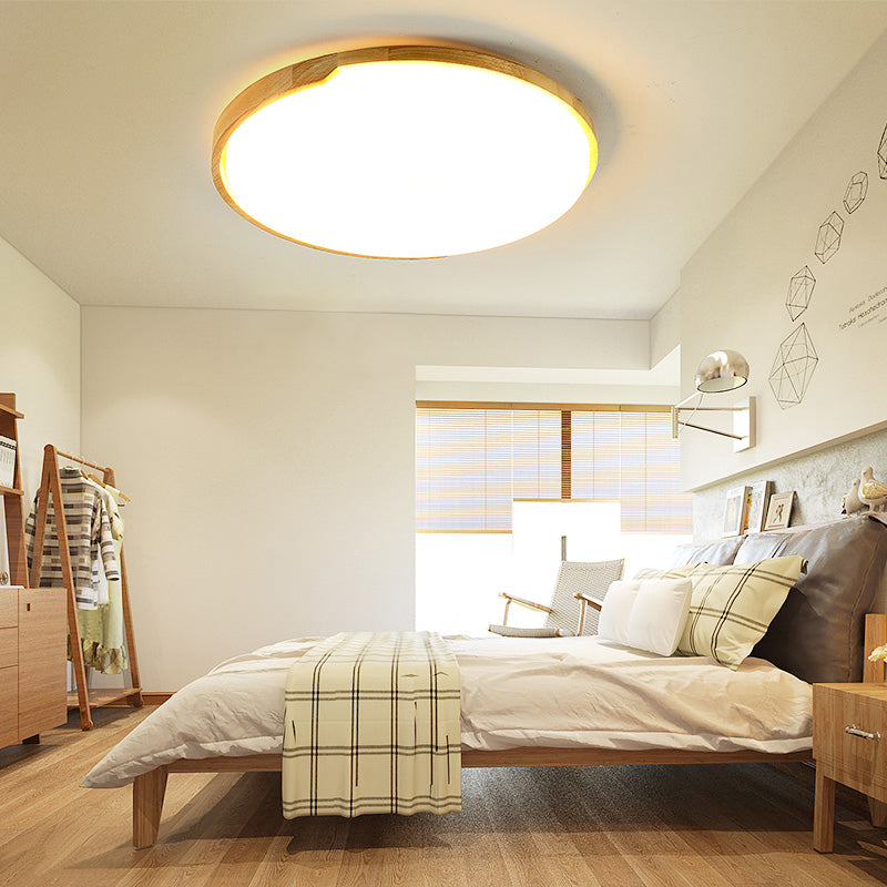 Ultra-Thin Round Bedroom LED Flush Mount Light Wood Simplicity Flush Mount Ceiling Light Clearhalo 'Ceiling Lights' 'Close To Ceiling Lights' 'Close to ceiling' 'Flush mount' Lighting' 2228772