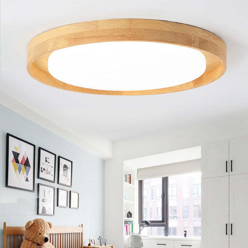 Japanese Style Circle Flush Lighting Wood Bedroom LED Flush Ceiling Light Fixture Wood Clearhalo 'Ceiling Lights' 'Close To Ceiling Lights' 'Close to ceiling' 'Flush mount' Lighting' 2228778