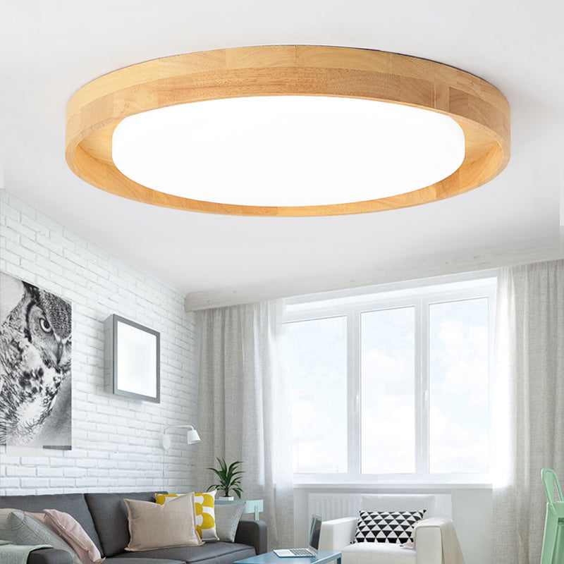 Japanese Style Circle Flush Lighting Wood Bedroom LED Flush Ceiling Light Fixture Clearhalo 'Ceiling Lights' 'Close To Ceiling Lights' 'Close to ceiling' 'Flush mount' Lighting' 2228780