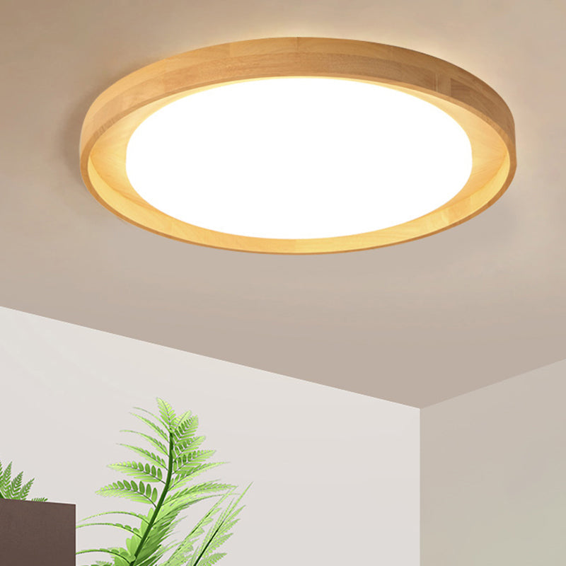 Japanese Style Circle Flush Lighting Wood Bedroom LED Flush Ceiling Light Fixture Clearhalo 'Ceiling Lights' 'Close To Ceiling Lights' 'Close to ceiling' 'Flush mount' Lighting' 2228781