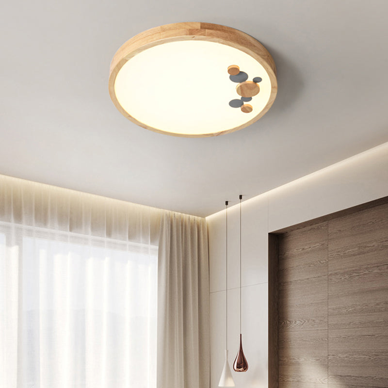 Circle Shaped LED Flush Mount Light Simplicity Wood Bedroom Flush Mount Ceiling Light Clearhalo 'Ceiling Lights' 'Close To Ceiling Lights' 'Close to ceiling' 'Flush mount' Lighting' 2228803