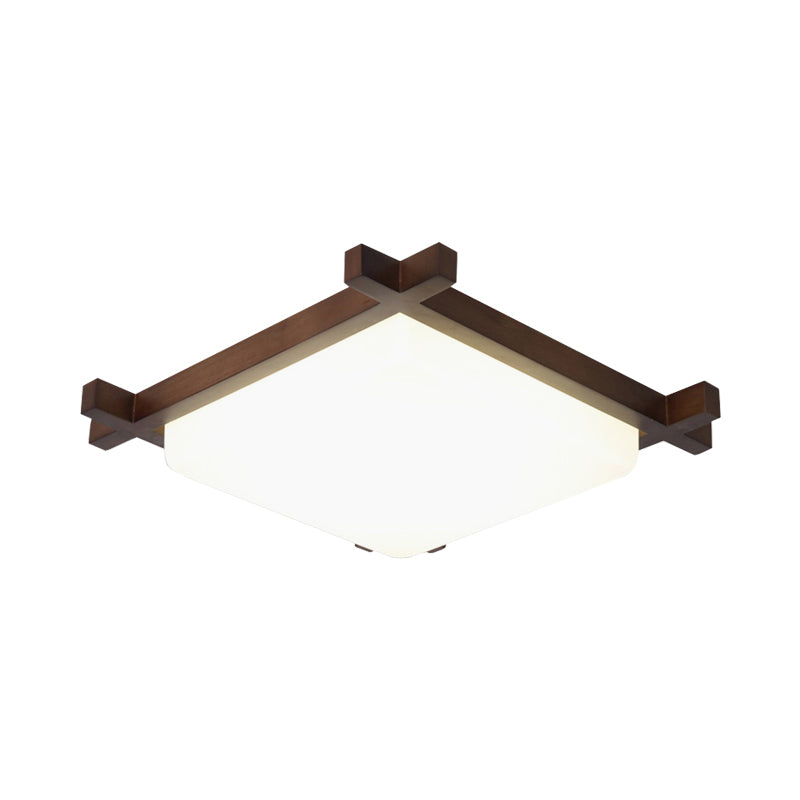 Square Bedroom Flush Light Acrylic Nordic Style LED Flush Ceiling Light Fixture in Wood Clearhalo 'Ceiling Lights' 'Close To Ceiling Lights' 'Close to ceiling' 'Flush mount' Lighting' 2228841