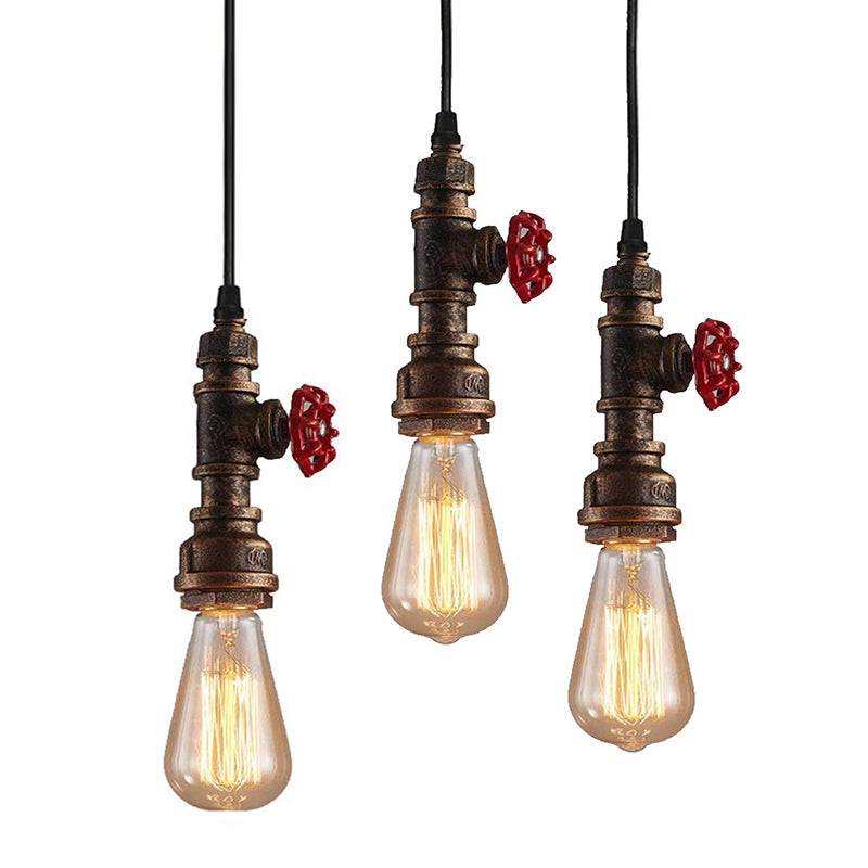 Single-Bulb Ceiling Light Antique Valve Handle Iron Hanging Pendant Light in Bronze Clearhalo 'Art Deco Pendants' 'Cast Iron' 'Ceiling Lights' 'Ceramic' 'Crystal' 'Industrial Pendants' 'Industrial' 'Metal' 'Middle Century Pendants' 'Pendant Lights' 'Pendants' 'Tiffany' Lighting' 2235675