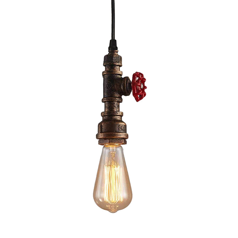 Single-Bulb Ceiling Light Antique Valve Handle Iron Hanging Pendant Light in Bronze Bronze Clearhalo 'Art Deco Pendants' 'Cast Iron' 'Ceiling Lights' 'Ceramic' 'Crystal' 'Industrial Pendants' 'Industrial' 'Metal' 'Middle Century Pendants' 'Pendant Lights' 'Pendants' 'Tiffany' Lighting' 2235679