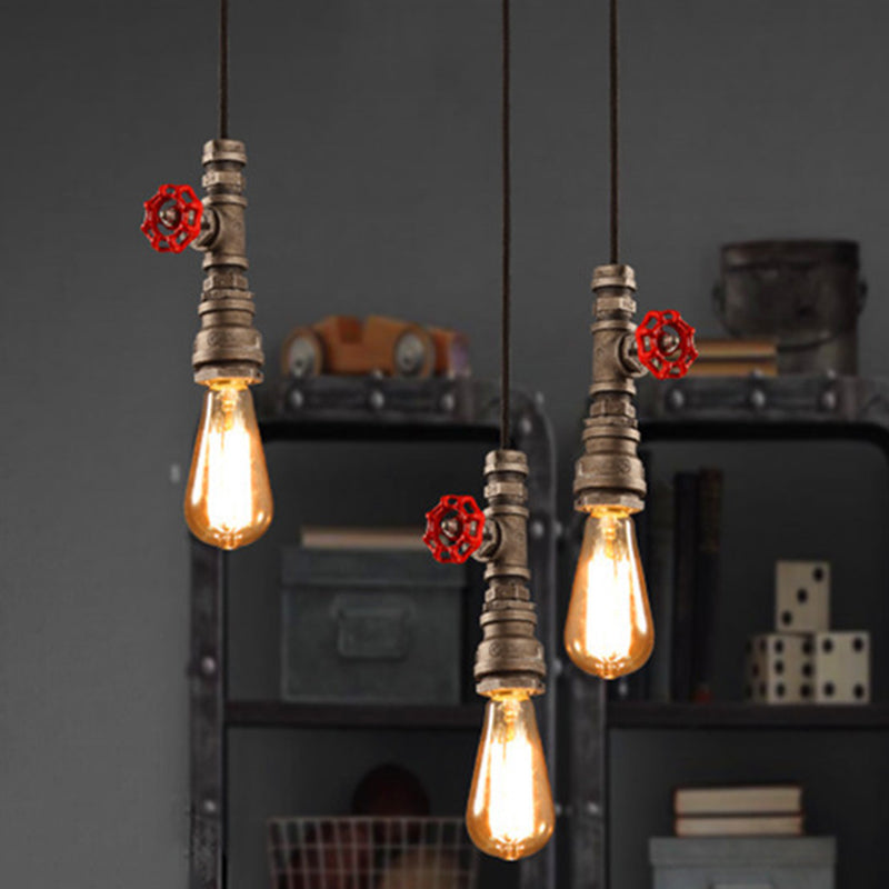 Rustic Style Piping Pendant Light 1-Light Iron Suspension Light Fixture with Valve Decor Clearhalo 'Art Deco Pendants' 'Black' 'Cast Iron' 'Ceiling Lights' 'Ceramic' 'Crystal' 'Industrial Pendants' 'Industrial' 'Metal' 'Middle Century Pendants' 'Pendant Lights' 'Pendants' 'Rustic Pendants' 'Tiffany' Lighting' 2235680