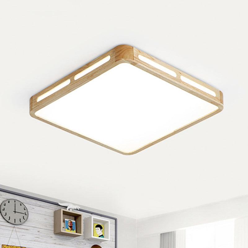 Japanese Square LED Flush Mount Wood Bedroom Flushmount Ceiling Light with Acrylic Shade Wood Clearhalo 'Ceiling Lights' 'Close To Ceiling Lights' 'Close to ceiling' 'Flush mount' Lighting' 2235780