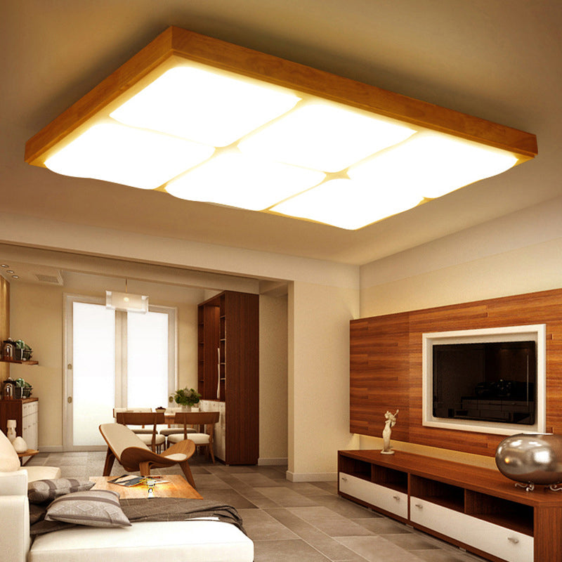 Wood Geometrical LED Flush Mount Light Simplicity Flush Mount Ceiling Light for Bedroom Clearhalo 'Ceiling Lights' 'Close To Ceiling Lights' 'Close to ceiling' 'Flush mount' Lighting' 2235793