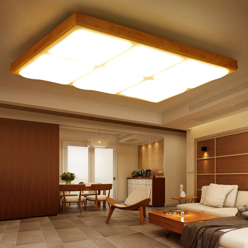 Wood Geometrical LED Flush Mount Light Simplicity Flush Mount Ceiling Light for Bedroom Clearhalo 'Ceiling Lights' 'Close To Ceiling Lights' 'Close to ceiling' 'Flush mount' Lighting' 2235796