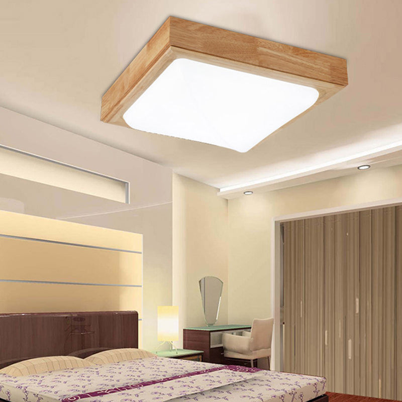 Wood Geometrical LED Flush Mount Light Simplicity Flush Mount Ceiling Light for Bedroom 1 Wood Clearhalo 'Ceiling Lights' 'Close To Ceiling Lights' 'Close to ceiling' 'Flush mount' Lighting' 2235797