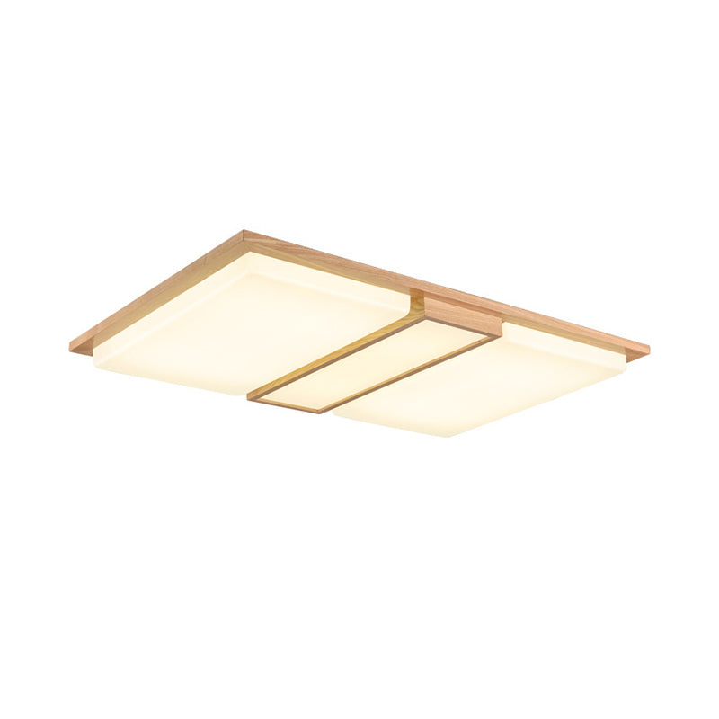 Rectangle Shaped Living Room Flush Light Wood Japanese LED Flush Ceiling Light Fixture Clearhalo 'Ceiling Lights' 'Close To Ceiling Lights' 'Close to ceiling' 'Flush mount' Lighting' 2235810