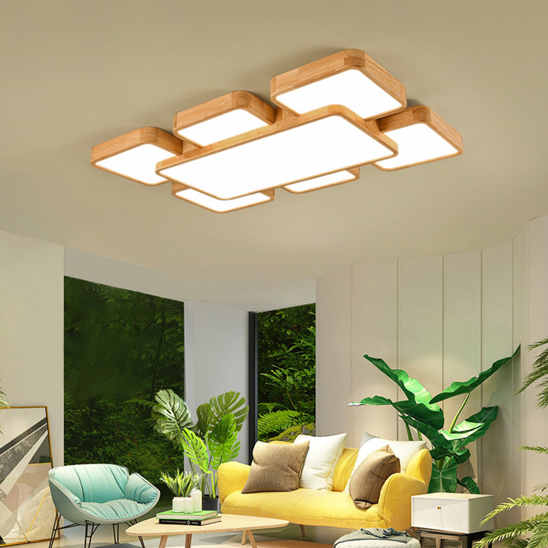 Minimalist Geometrical Flush Mount Lighting Wood Living Room LED Flush Mount Fixture Clearhalo 'Ceiling Lights' 'Close To Ceiling Lights' 'Close to ceiling' 'Flush mount' Lighting' 2235813