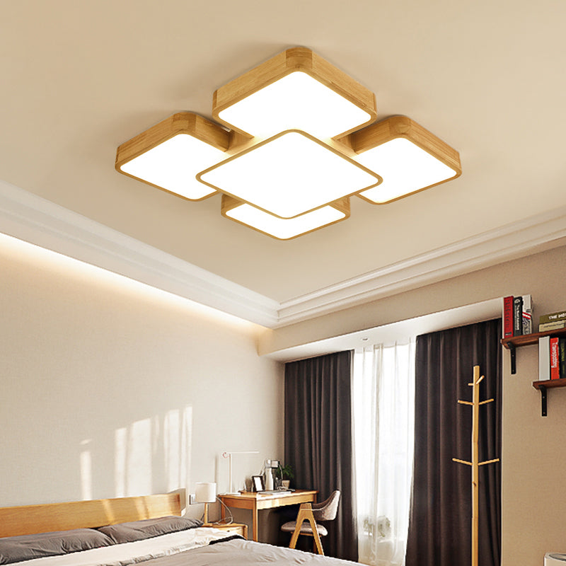 Minimalist Geometrical Flush Mount Lighting Wood Living Room LED Flush Mount Fixture Clearhalo 'Ceiling Lights' 'Close To Ceiling Lights' 'Close to ceiling' 'Flush mount' Lighting' 2235818