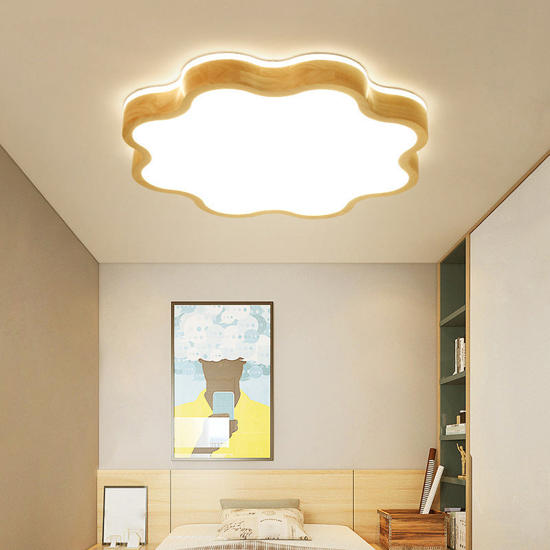 Children Cloud Shaped Flush Mount Light Wood Bedroom LED Flush Ceiling Light Fixture Wood Clearhalo 'Ceiling Lights' 'Close To Ceiling Lights' 'Close to ceiling' 'Flush mount' Lighting' 2235851