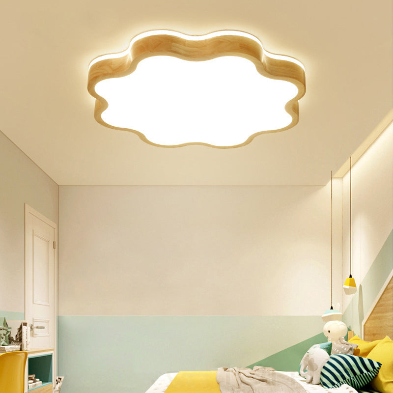 Children Cloud Shaped Flush Mount Light Wood Bedroom LED Flush Ceiling Light Fixture Clearhalo 'Ceiling Lights' 'Close To Ceiling Lights' 'Close to ceiling' 'Flush mount' Lighting' 2235852