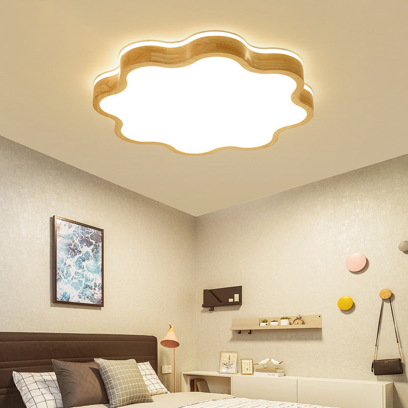 Children Cloud Shaped Flush Mount Light Wood Bedroom LED Flush Ceiling Light Fixture Clearhalo 'Ceiling Lights' 'Close To Ceiling Lights' 'Close to ceiling' 'Flush mount' Lighting' 2235853